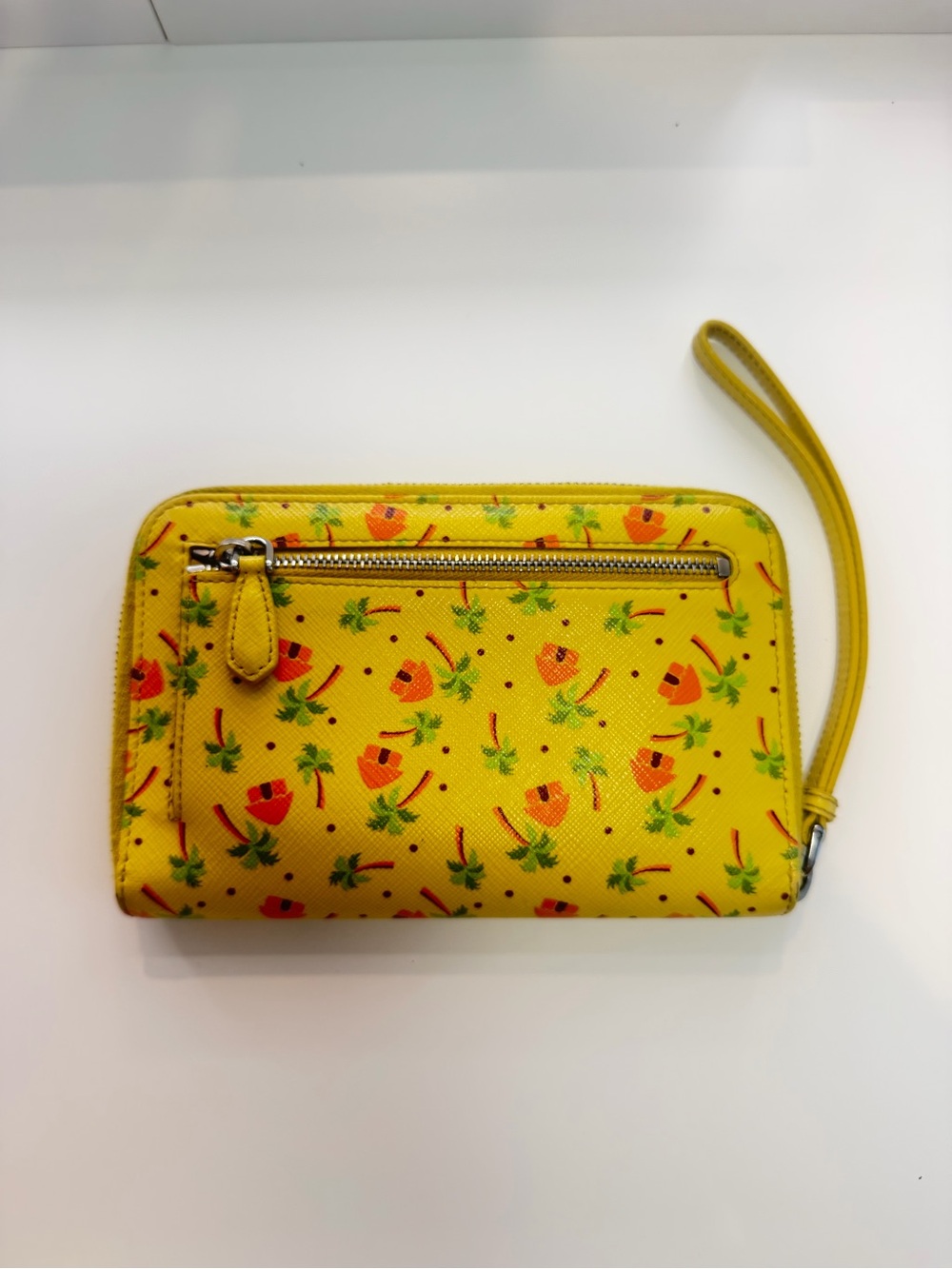 Prada Yellow Palm Tree & Hut Zip Wristlet - Picture 4 of 7